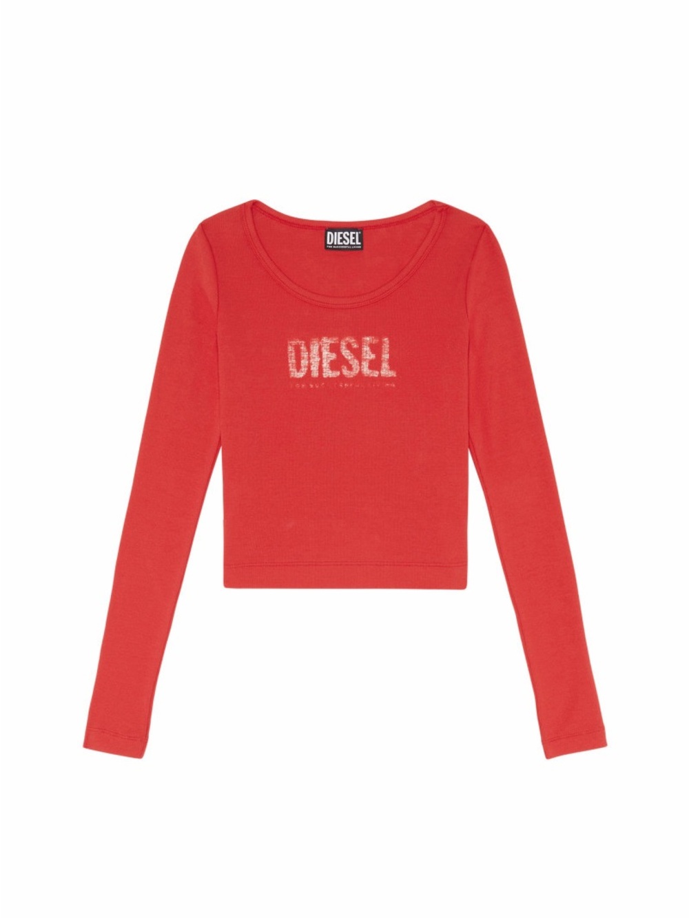 Diesel Bright Red Long Sleeve Logo Top